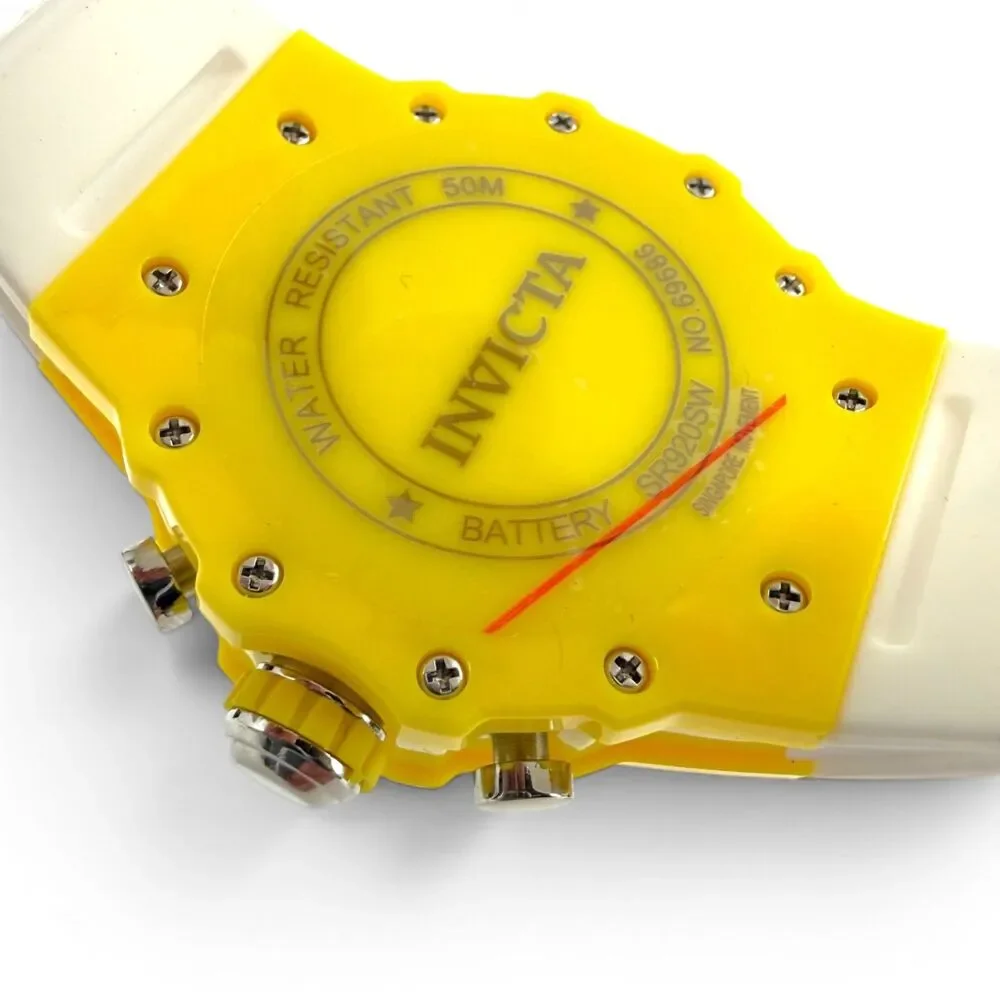 NEW Invicta Racing Men's Vaulthan Watch Skeleton Dial 44mm Yellow/White 69686